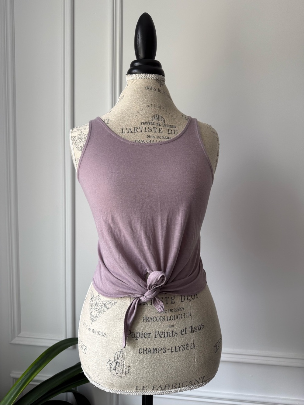 Garage Sleeveless Mauve Tie-Front Tank Top